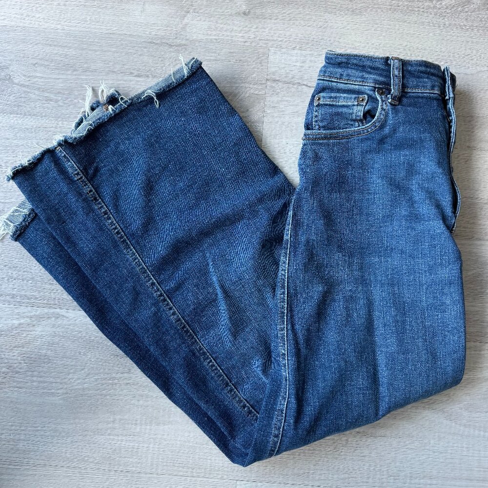 ✨ Zara Denim Pencil Midi Skirt – Medium Blue – Size S